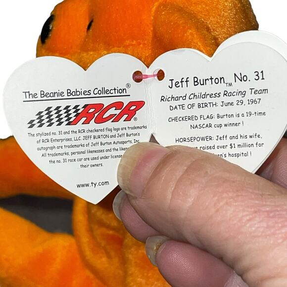 Ty Beanie Babies Plush Jeff Burton NASCAR 31 Cingular Stuffed Animal 9” Race NEW - Picture 7 of 13